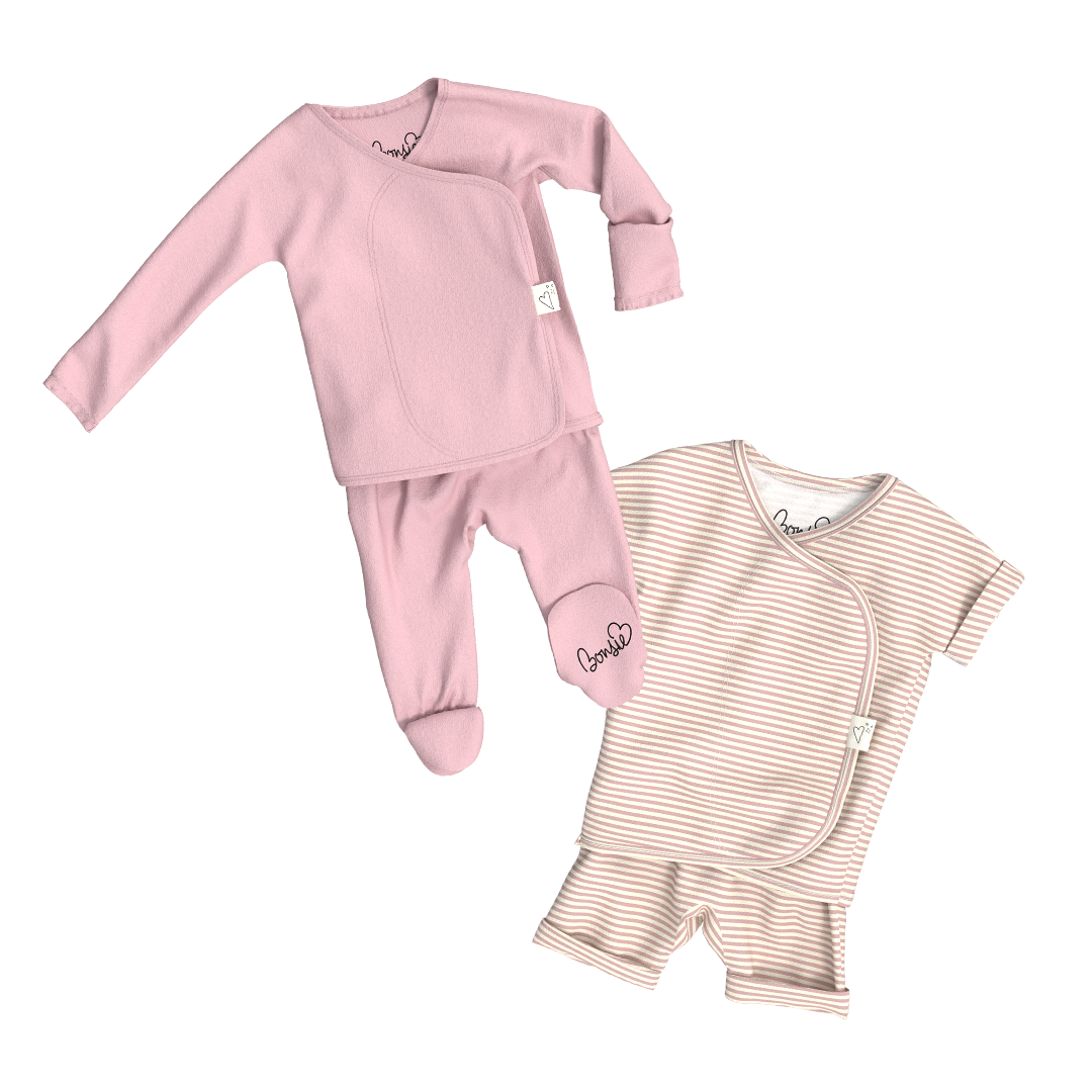 Baby Bundle - Peony Footie + Berry Twist Romper