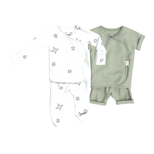 Baby Bundle - Stars Footie + Avocado Romper