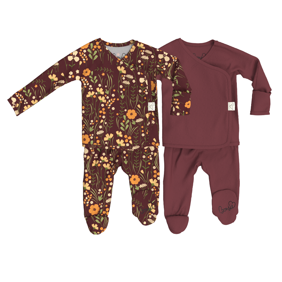 Baby Bundle Footie - Autumn Meadow + Mulberry