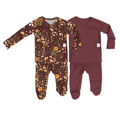 Baby Bundle Footie - Autumn Meadow + Mulberry