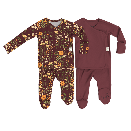 Baby Bundle Footie - Autumn Meadow + Mulberry