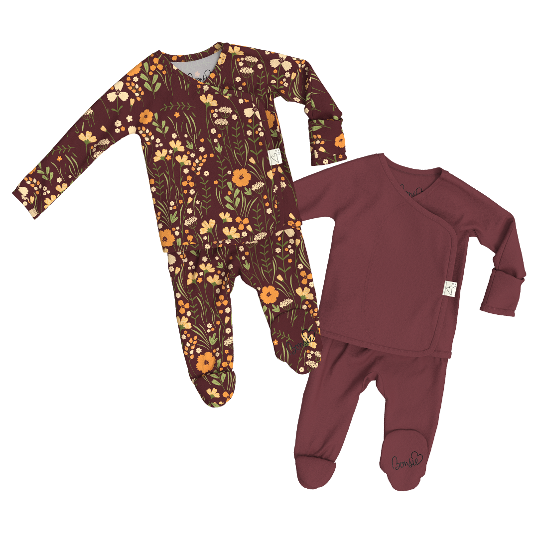 Baby Bundle Footie - Autumn Meadow + Mulberry