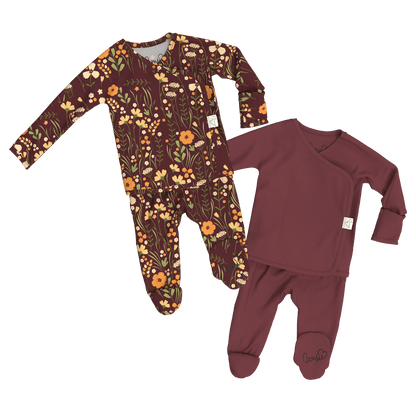Baby Bundle Footie - Autumn Meadow + Mulberry
