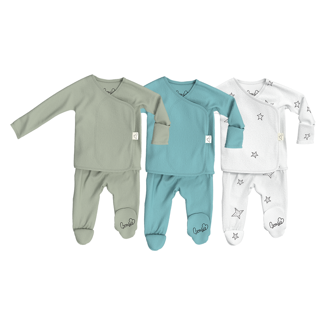 Baby Bundle Footie - Avocado, Ripple + Stars