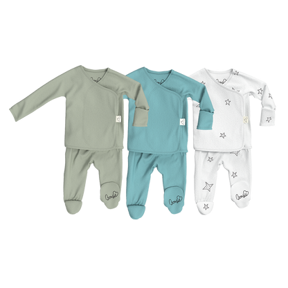 Baby Bundle Footie - Avocado, Ripple + Stars