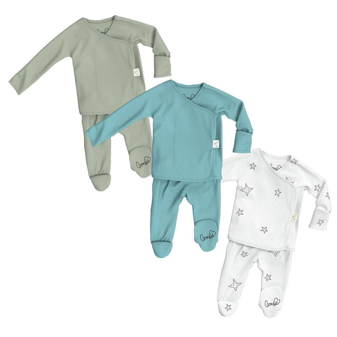 Baby Bundle Footie - Avocado, Ripple + Stars