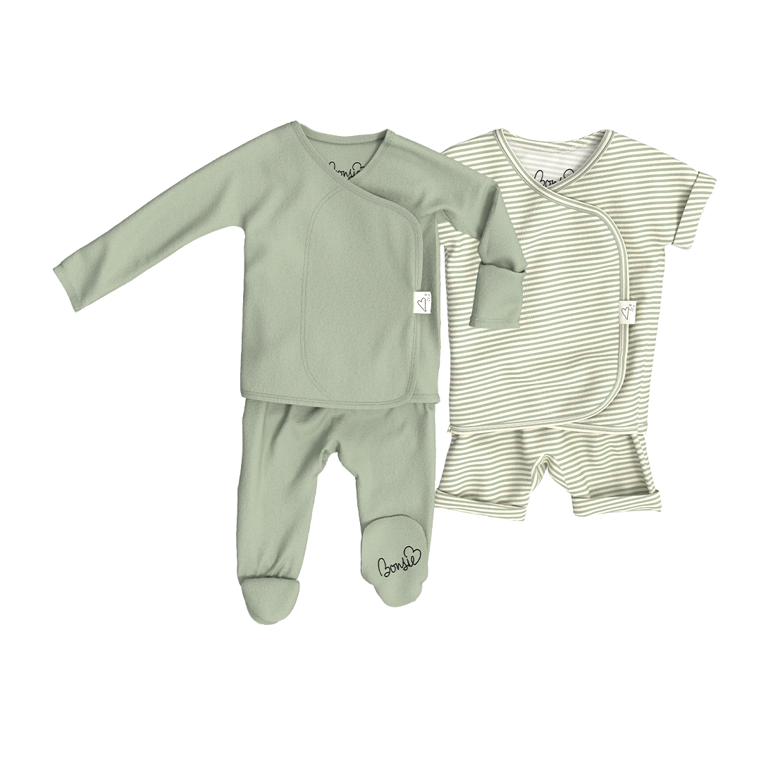 Baby Bundle - Avocado Footie + Mint Twist Romper
