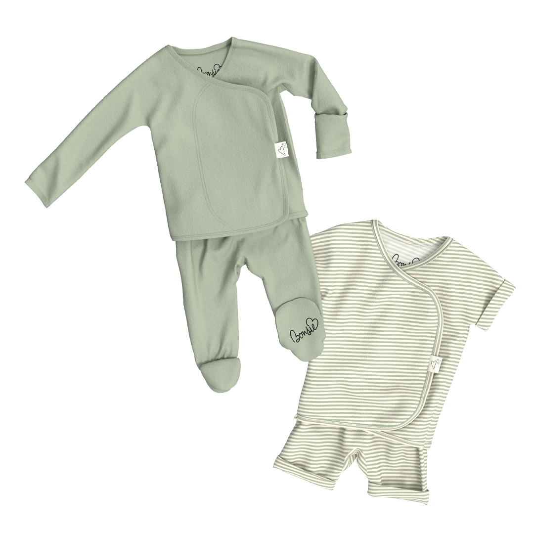 Baby Bundle - Avocado Footie + Mint Twist Romper