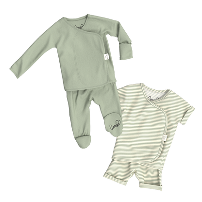 Baby Bundle - Avocado Footie + Mint Twist Romper