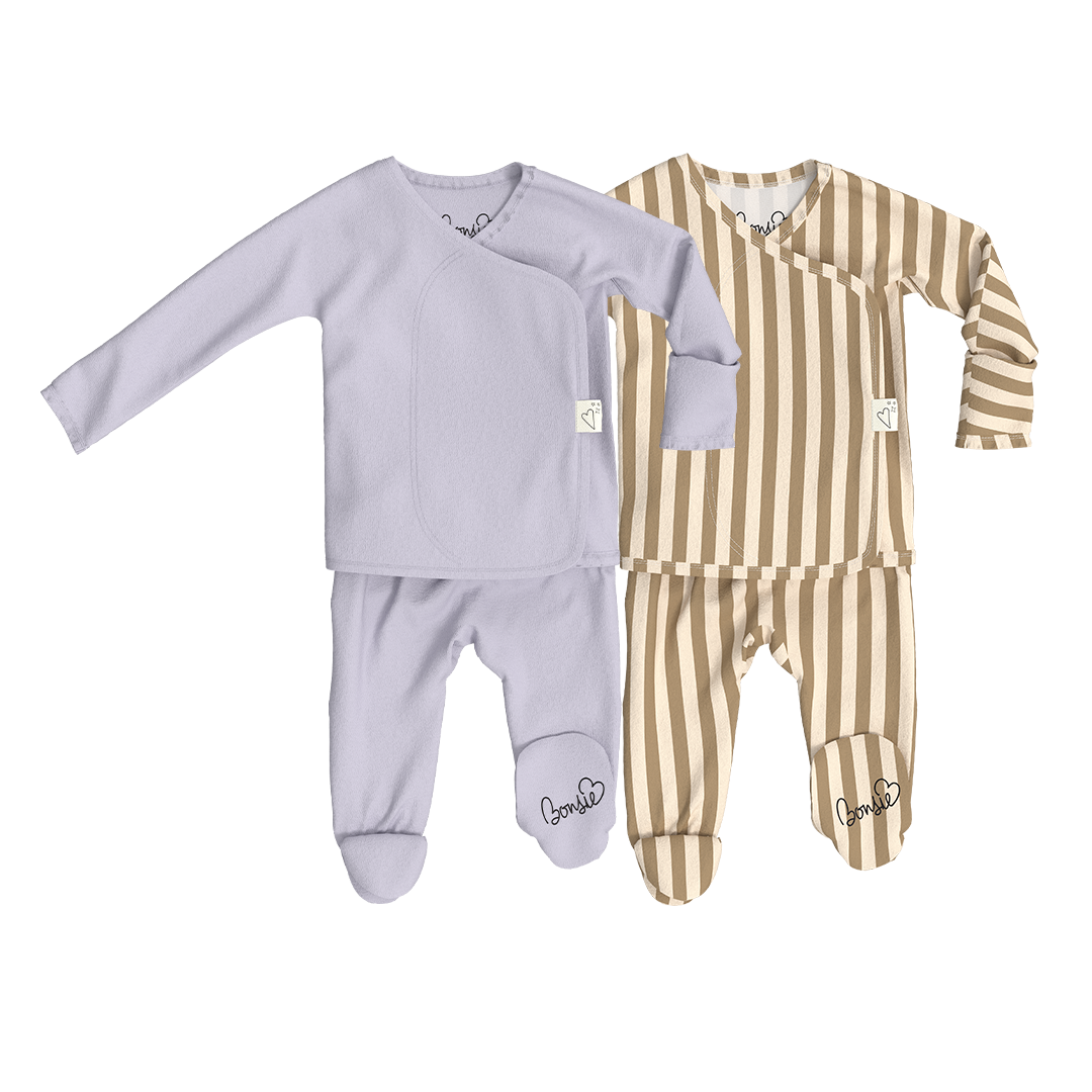 Baby Bundle Footie - Hush Sky + Toffee Twist