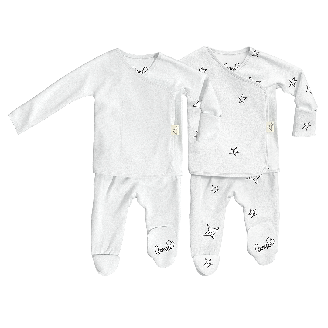 Baby Bundle Footie - Milk + Stars Twin Pack