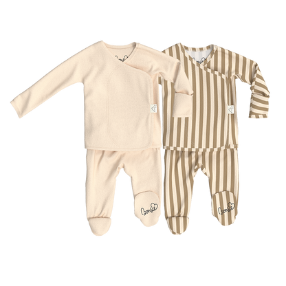 Baby Bundle Footie - Oat + Toffee Twist