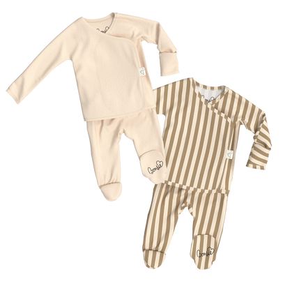 Baby Bundle Footie - Oat + Toffee Twist
