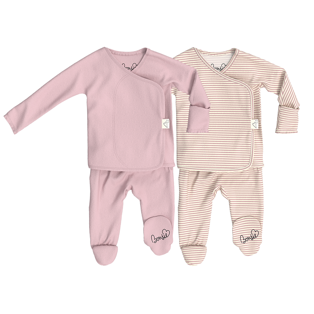Baby Bundle Footie - Peony + Berry Twist