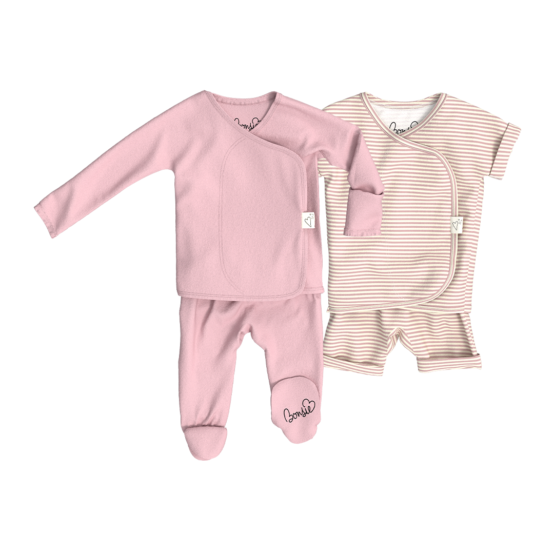 Baby Bundle - Peony Footie + Berry Twist Romper