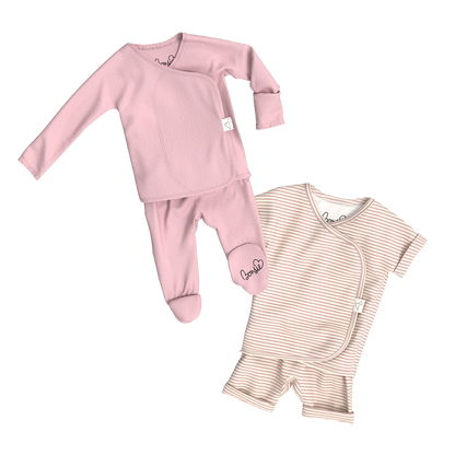 Baby Bundle - Peony Footie + Berry Twist Romper