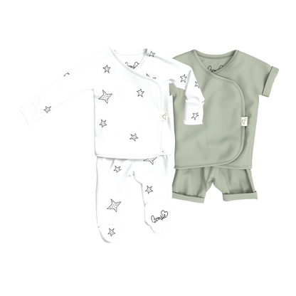 Baby Bundle - Stars Footie + Avocado Romper