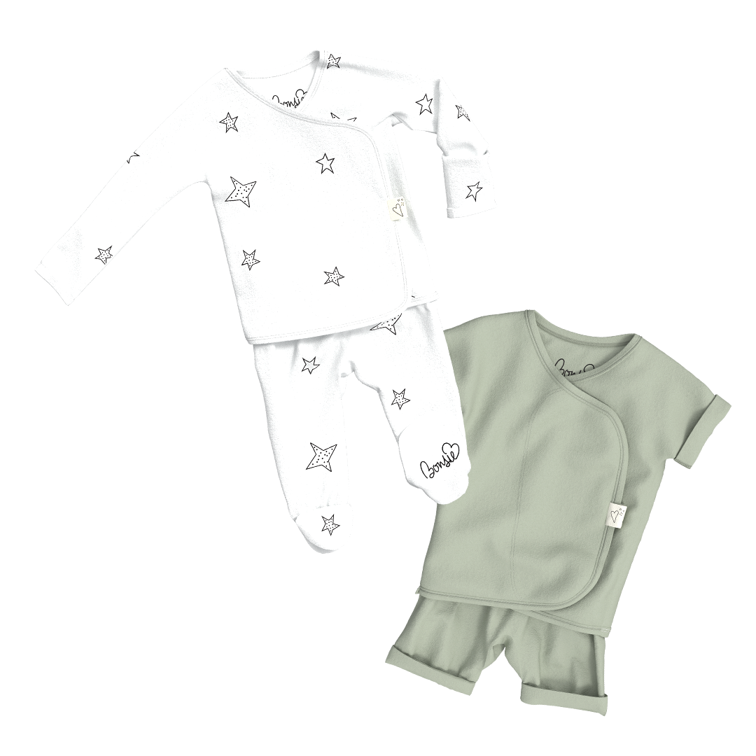 Baby Bundle - Stars Footie + Avocado Romper