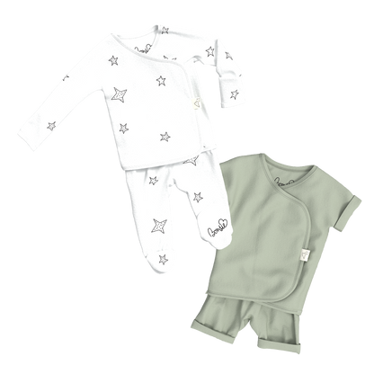 Baby Bundle - Stars Footie + Avocado Romper