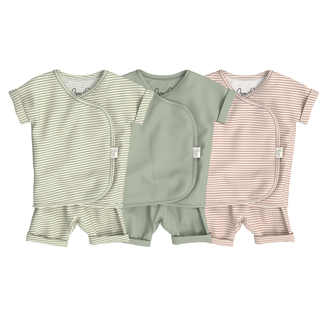 Baby Bundle Romper - Avocado + Mint Twist + Berry Twist