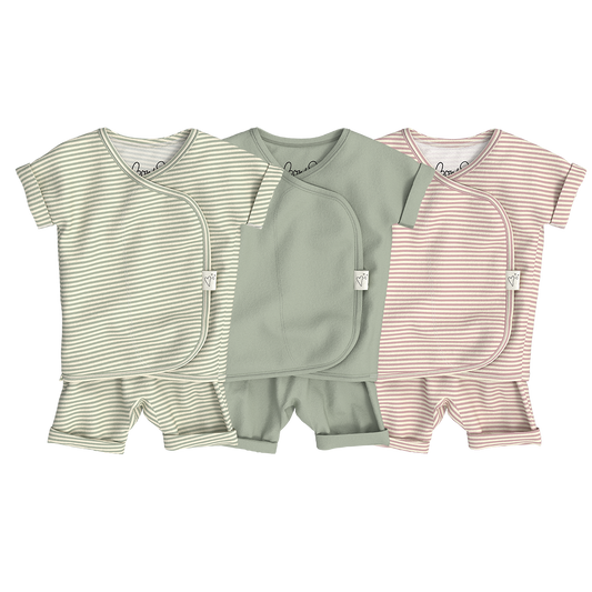 Baby Bundle Romper - Avocado + Mint Twist + Berry Twist