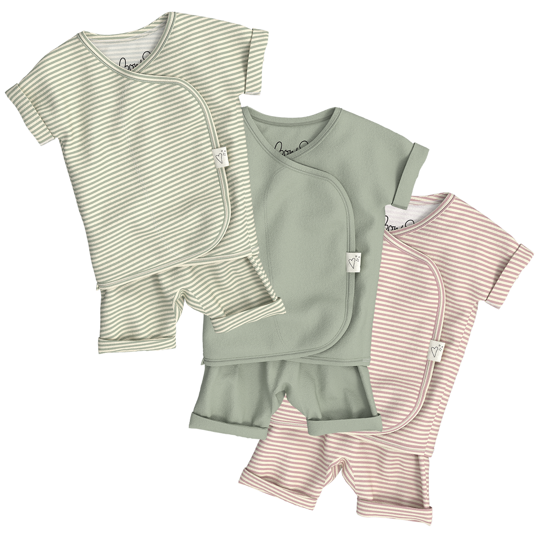 Baby Bundle Romper - Avocado + Mint Twist + Berry Twist
