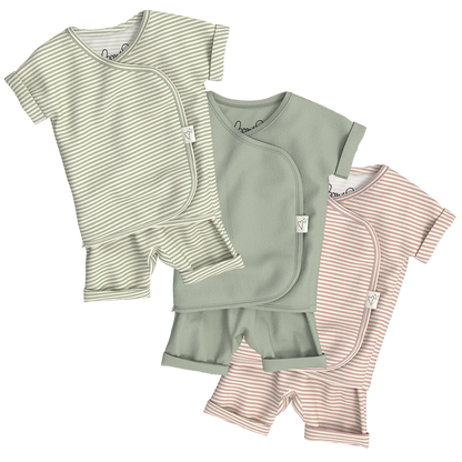 Baby Bundle Romper - Avocado + Mint Twist + Berry Twist