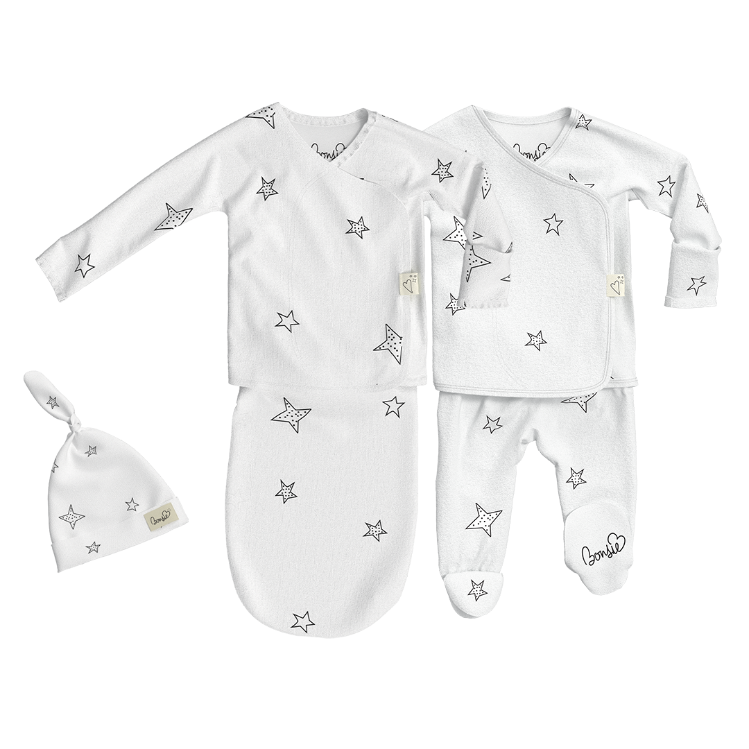 Baby Bundle - Stars Baby Bag Set + Footie