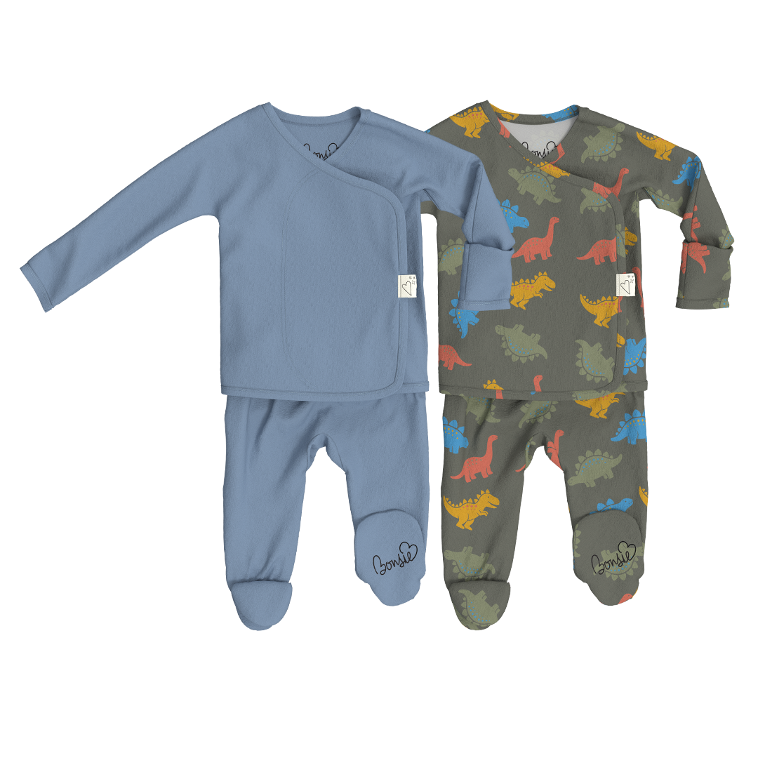 Baby Bundle Footie - Dusty Sky + Lil Stompers