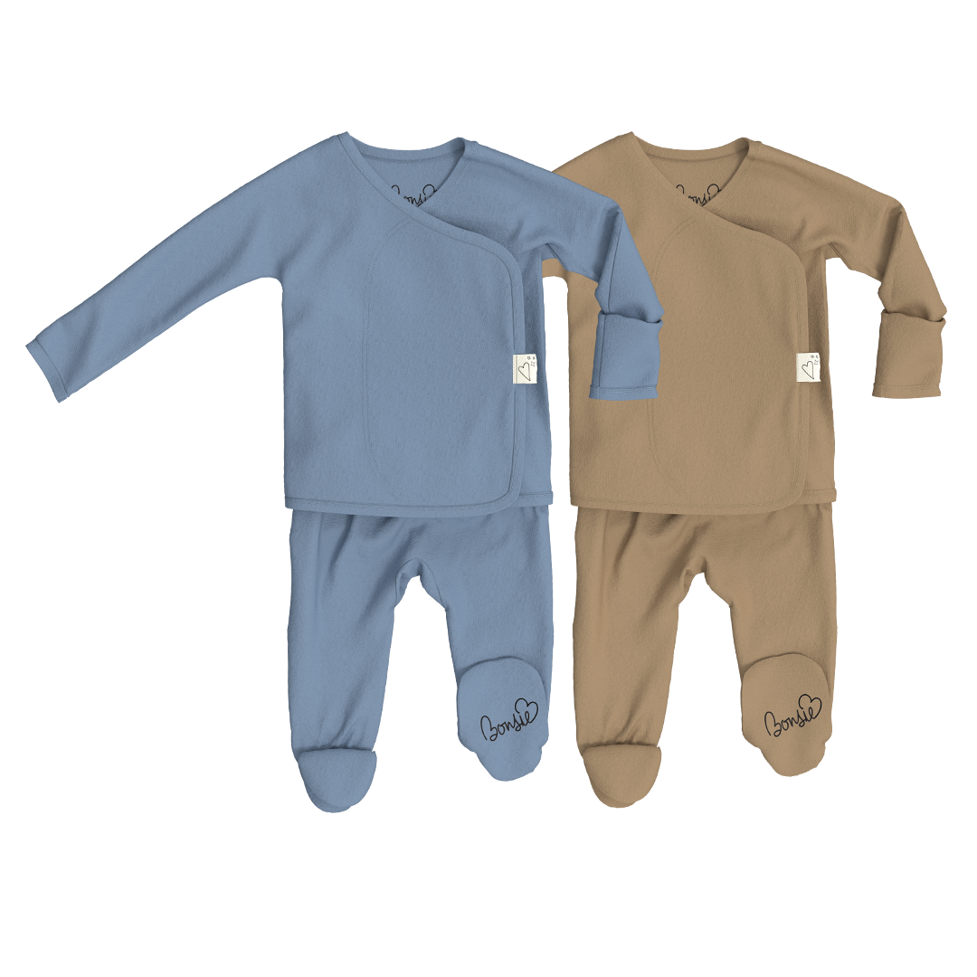 Baby Bundle Footie - Dusty Sky + Mocha