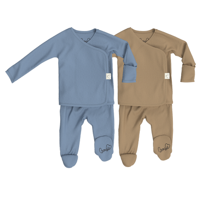 Baby Bundle Footie - Dusty Sky + Mocha