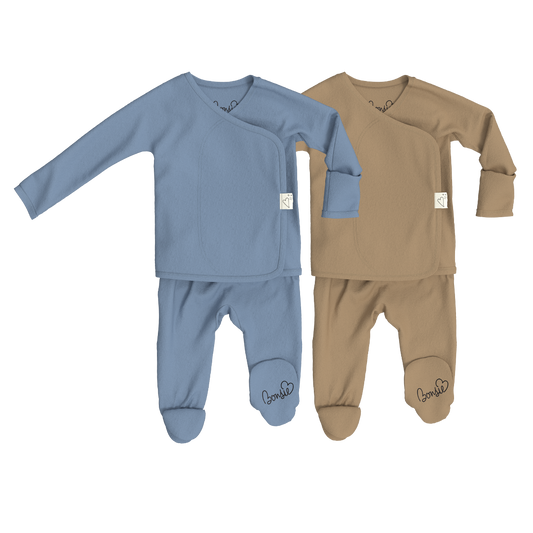 Baby Bundle Footie - Dusty Sky + Mocha