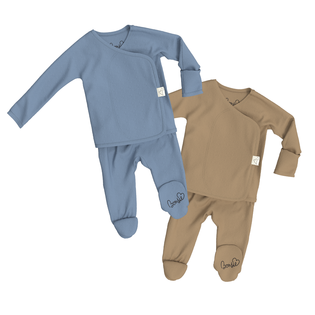Baby Bundle Footie - Dusty Sky + Mocha