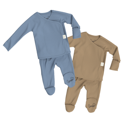 Baby Bundle Footie - Dusty Sky + Mocha