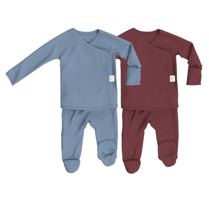 Baby Bundle Footie - Dusty Sky + Mulberry