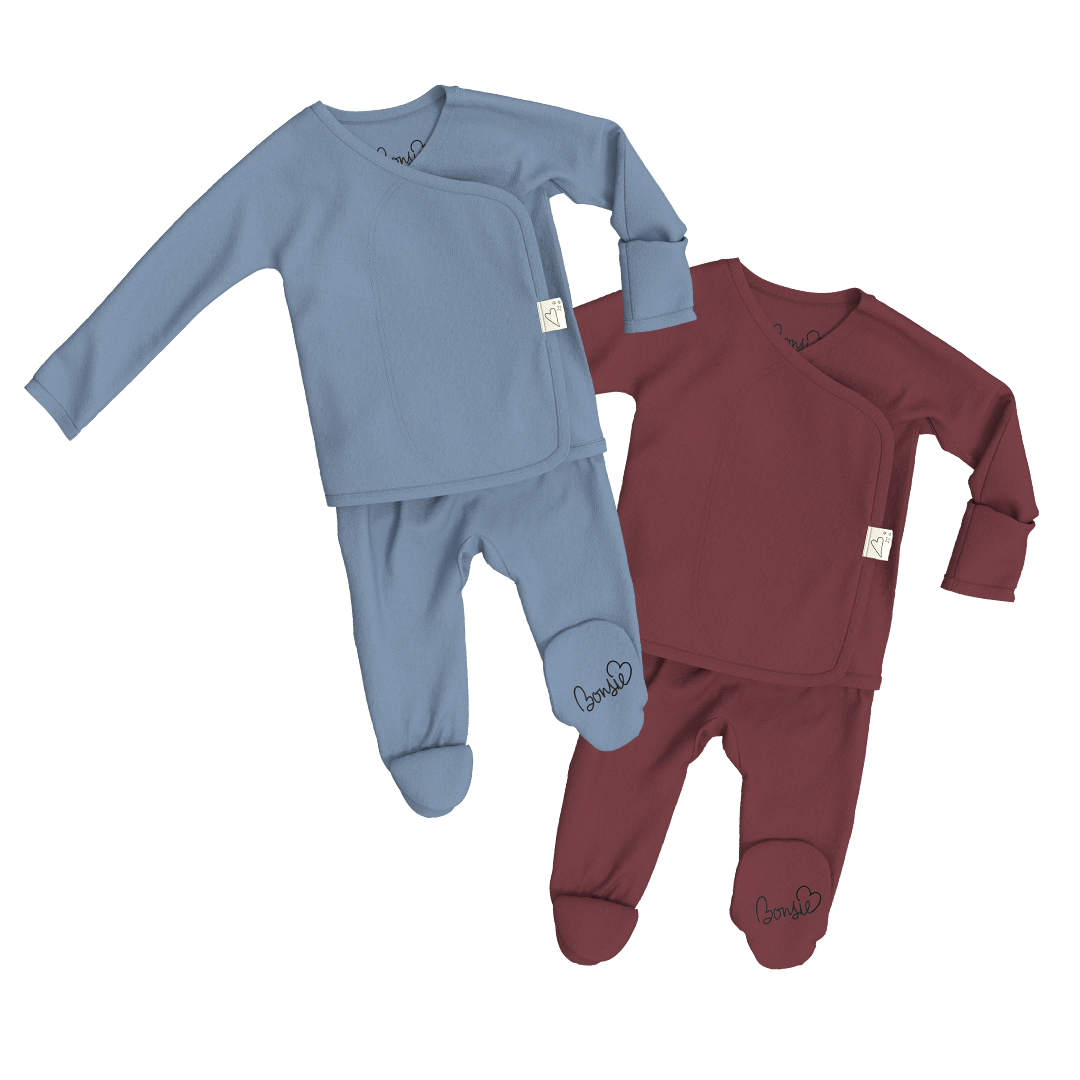Baby Bundle Footie - Dusty Sky + Mulberry