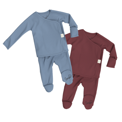 Baby Bundle Footie - Dusty Sky + Mulberry