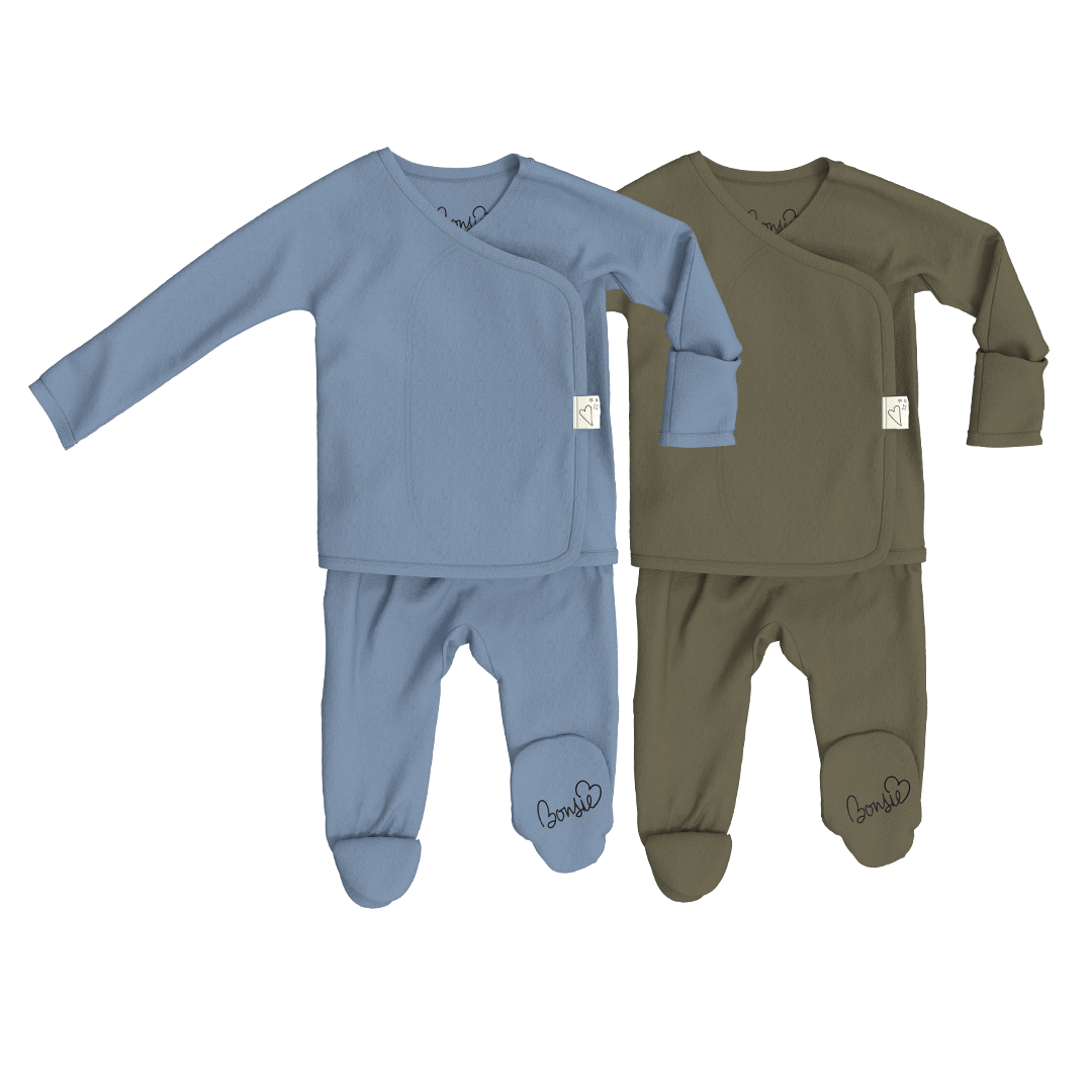 Baby Bundle Footie - Dusty Sky + Oliveyou