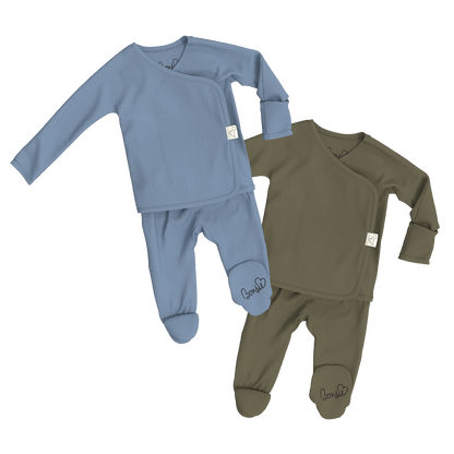 Baby Bundle Footie - Dusty Sky + Oliveyou