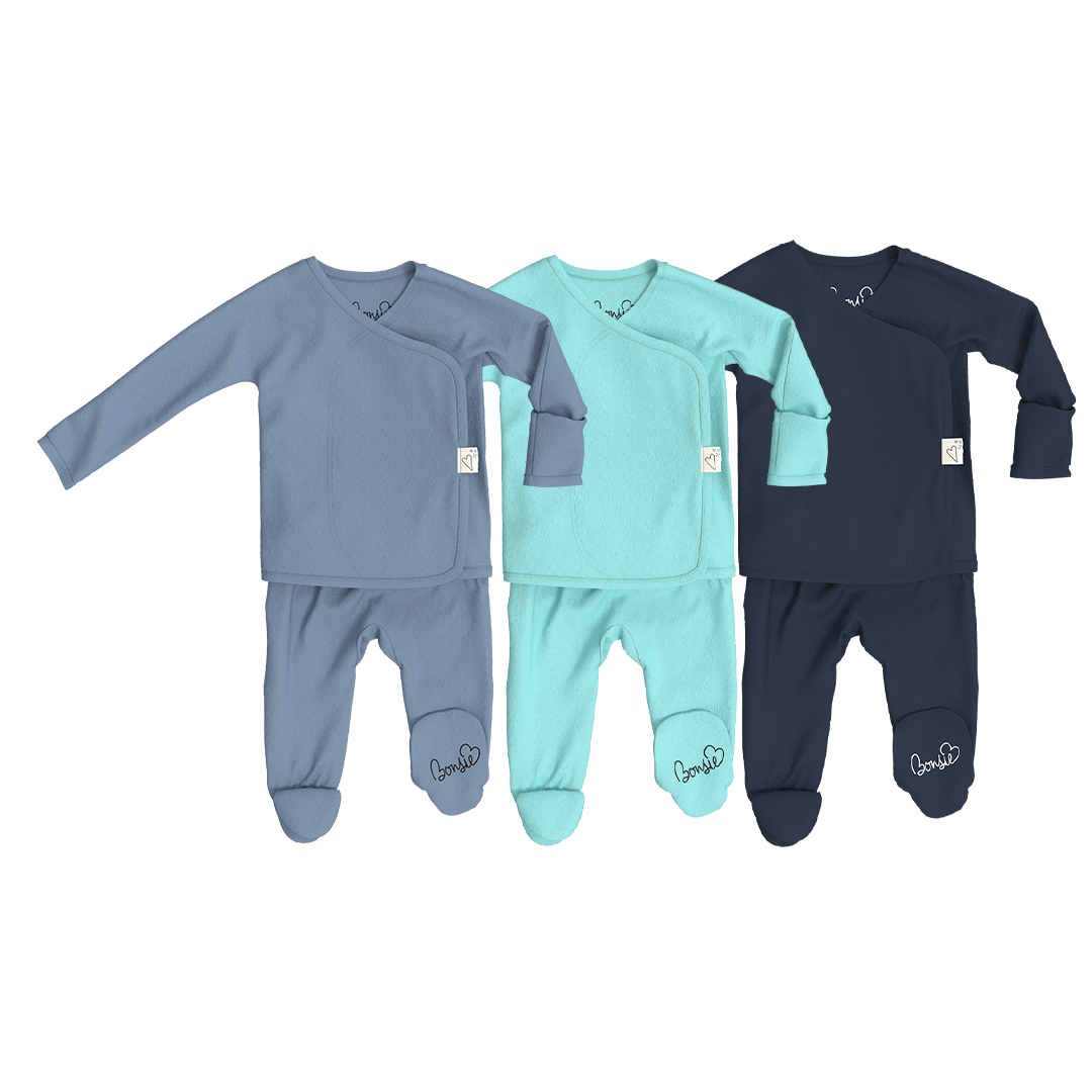 Baby Bundle Footie - Dusty Sky, Tiny Tide + Midnight