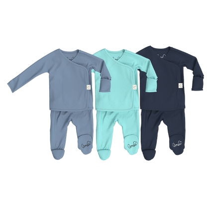 Baby Bundle Footie - Dusty Sky, Tiny Tide + Midnight