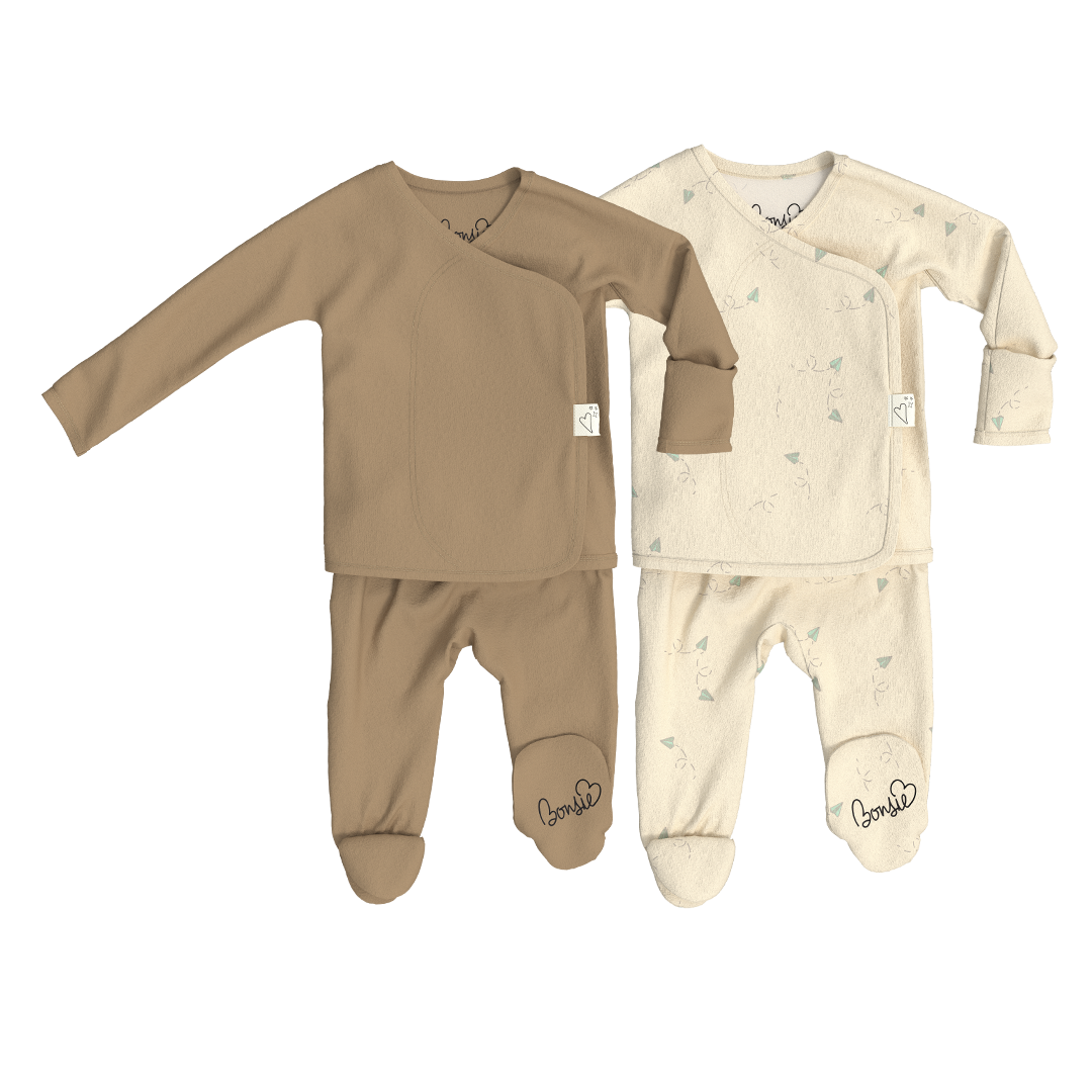 Baby Bundle Footie - Mocha + Flight Crew