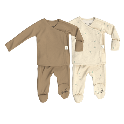 Baby Bundle Footie - Mocha + Flight Crew