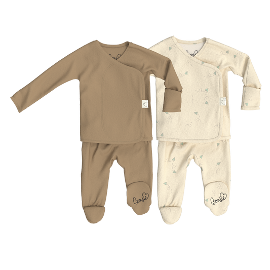 Baby Bundle Footie - Mocha + Flight Crew