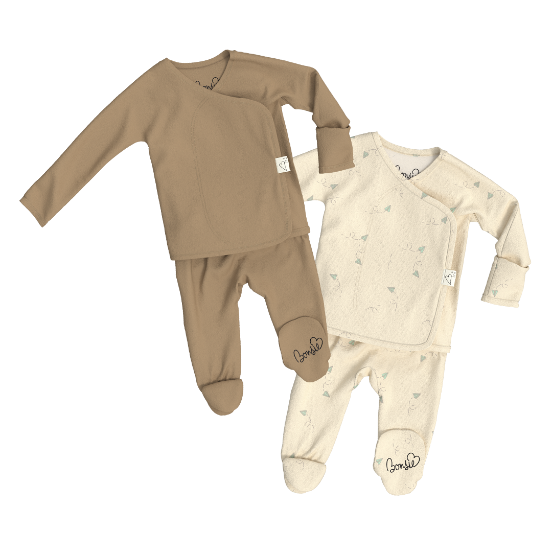 Baby Bundle Footie - Mocha + Flight Crew