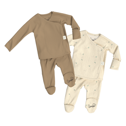 Baby Bundle Footie - Mocha + Flight Crew