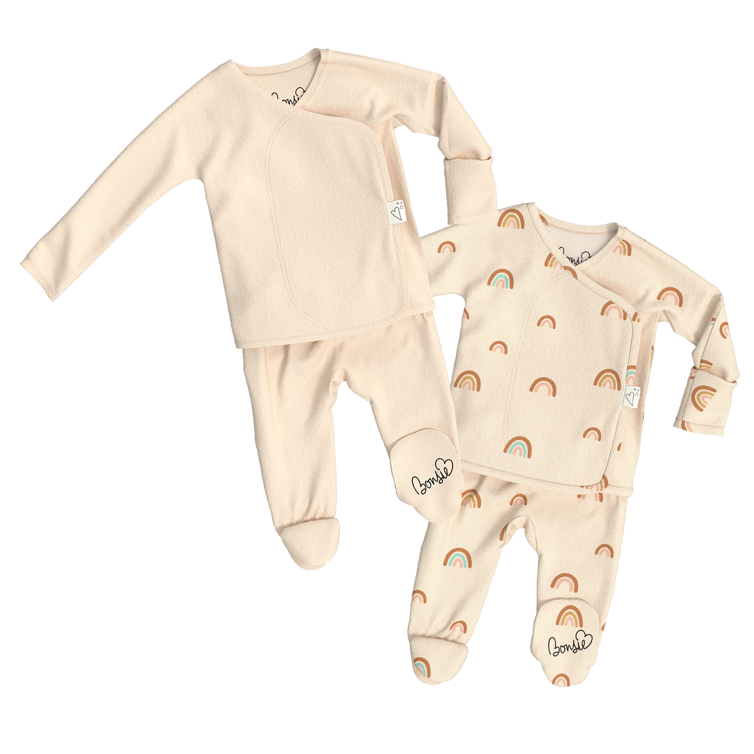 Baby Bundle Footie - Oat + Little Wishes