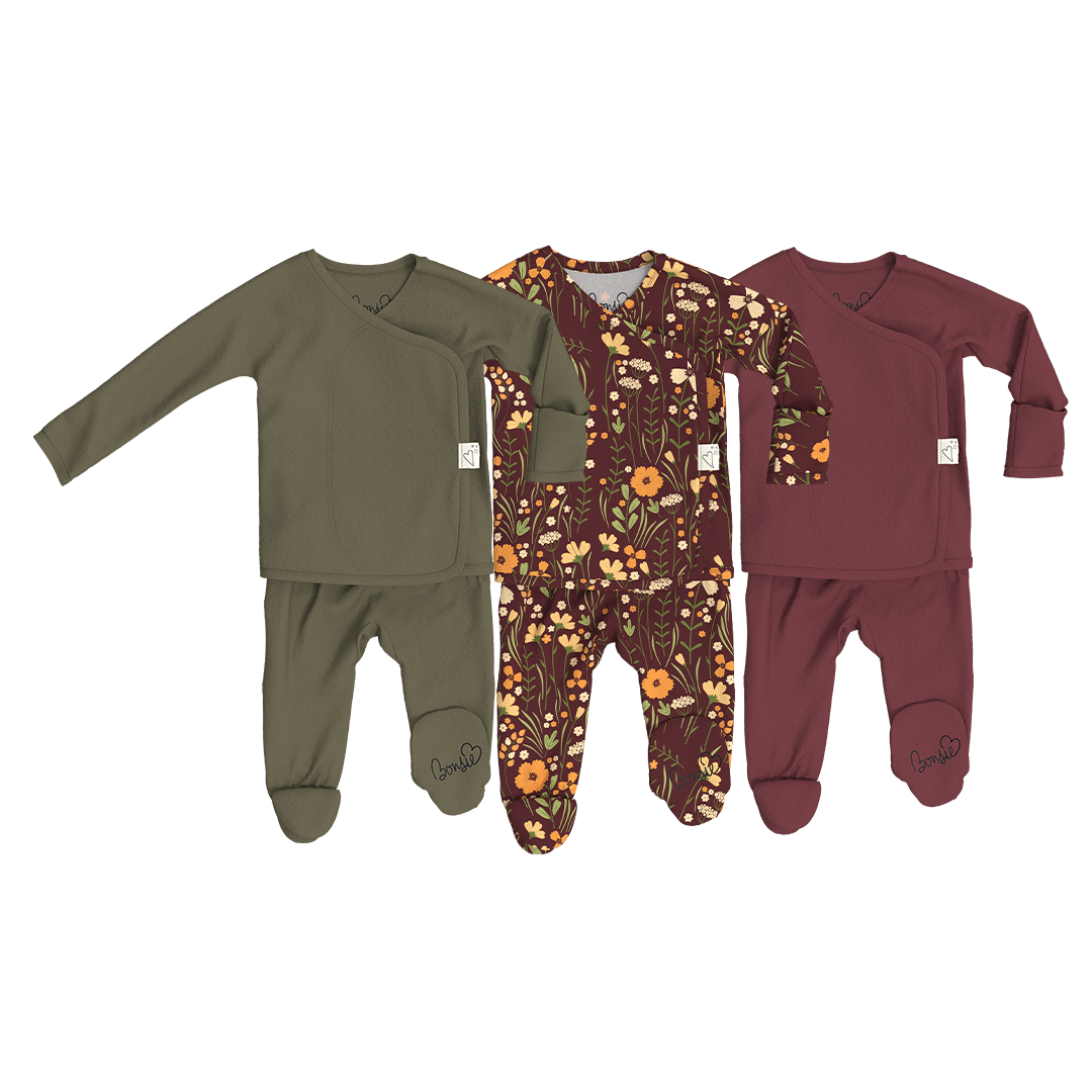 Baby Bundle Footie - Oliveyou, Autumn Meadow + Mulberry