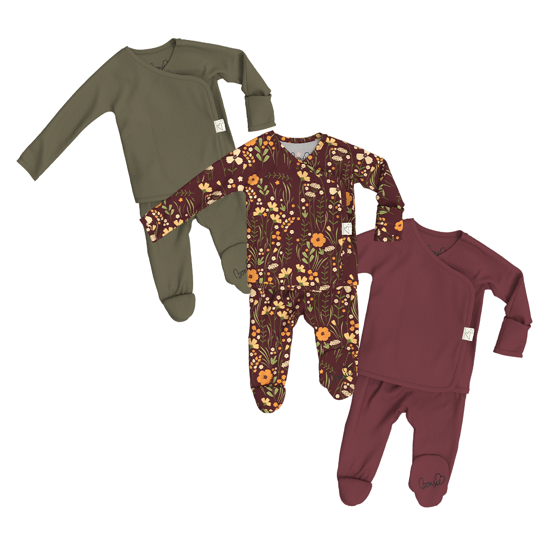 Baby Bundle Footie - Oliveyou, Autumn Meadow + Mulberry