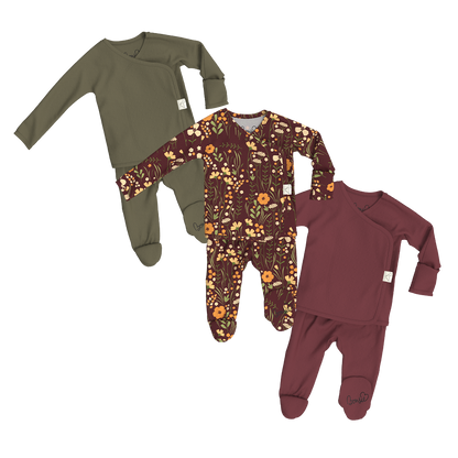 Baby Bundle Footie - Oliveyou, Autumn Meadow + Mulberry
